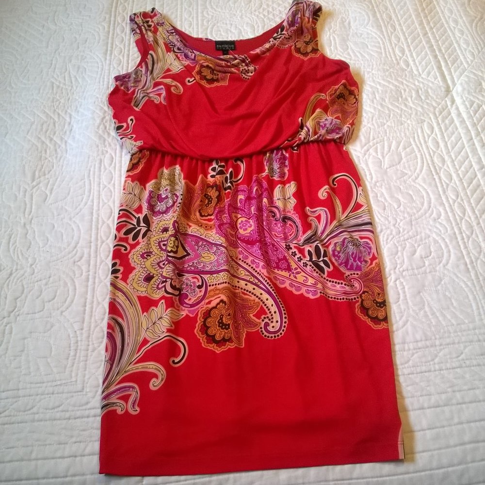 Sleeveless Paisley Dress in Red/Pink